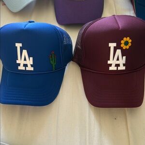 Blue and Burgundy LA Logo Caps